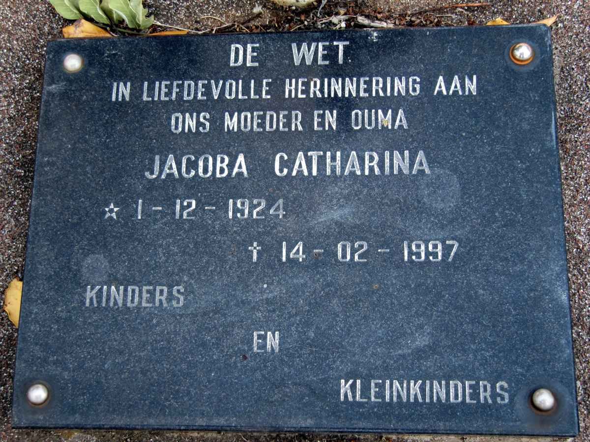 WET Jacoba Catharina, de 1924-1997