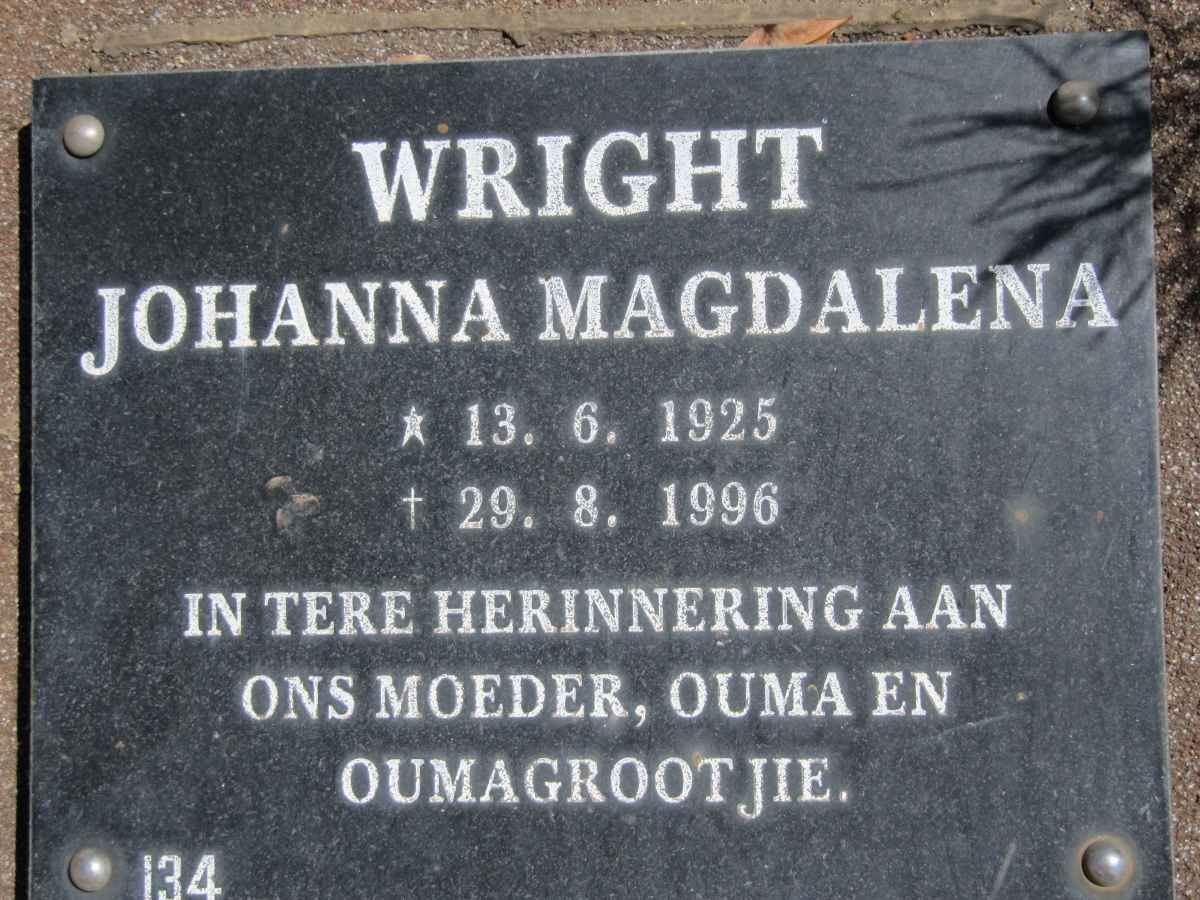 WRIGHT Johanna Magdalena 1925-1996