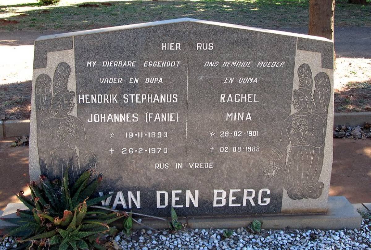 BERG Hendrik Stephanus Johannes, van den 1893-1970 &amp; Rachel Mina 1901-1988