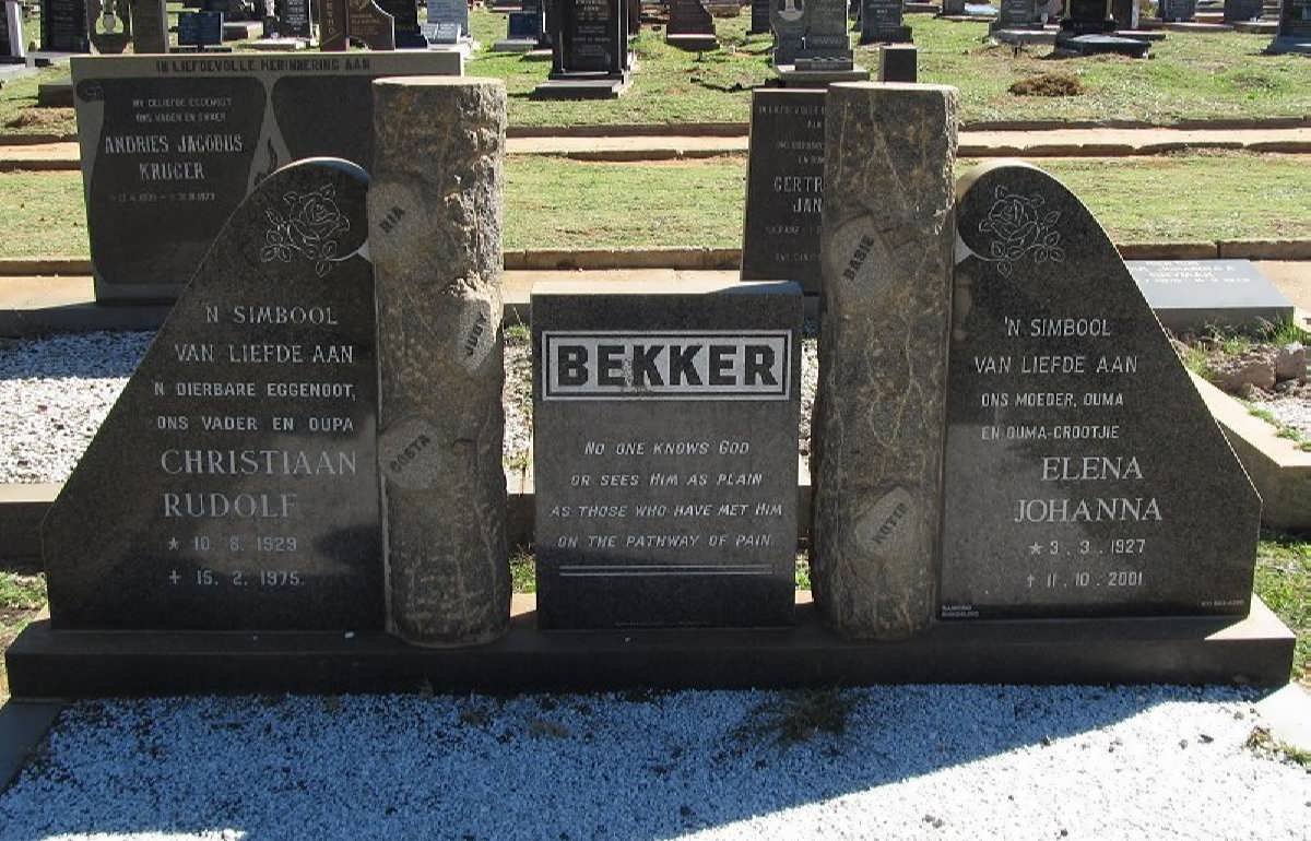 BEKKER Christiaan Rudolf 1929-1975 &amp; Elena Johanna 1927-2001