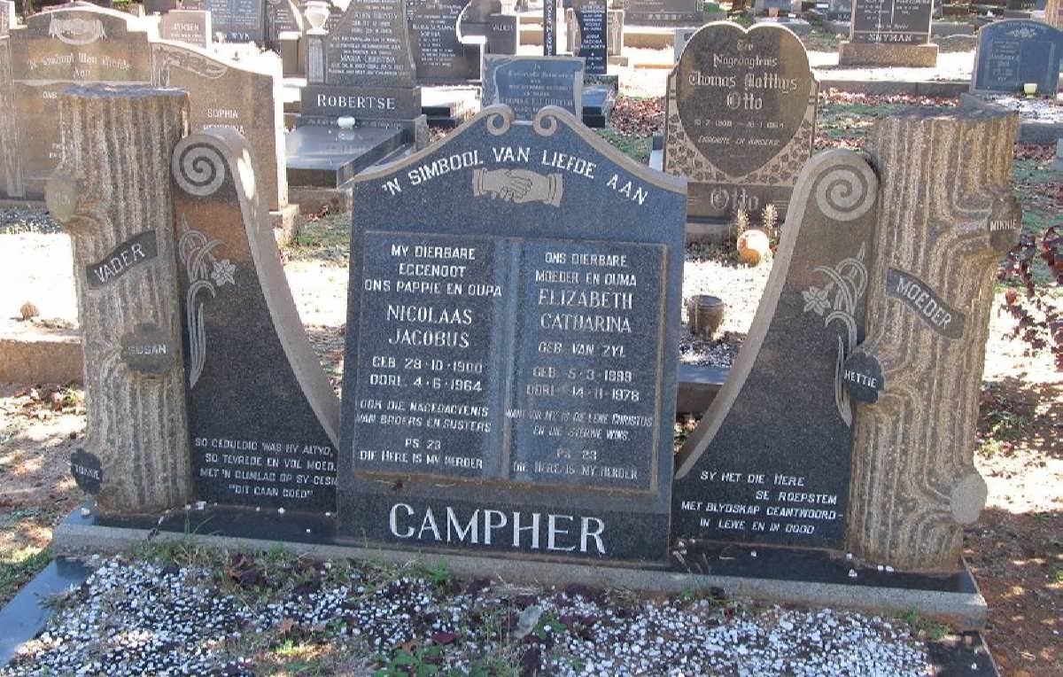 CAMPHER Nicolaas Jacobus 1900-1964 &amp; Elizabeth Catharina VAN ZYL 1899-1978