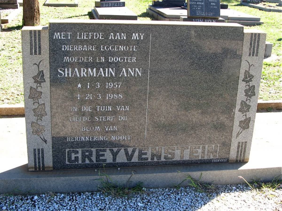 GREYVENSTEIN Sharman Anna 1957-1988