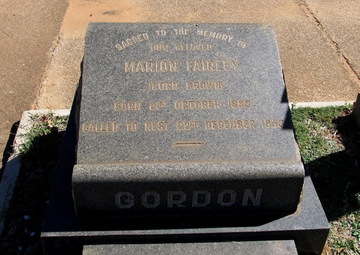 GORDON Marion Fairley nee BROWN 1898?-1953?