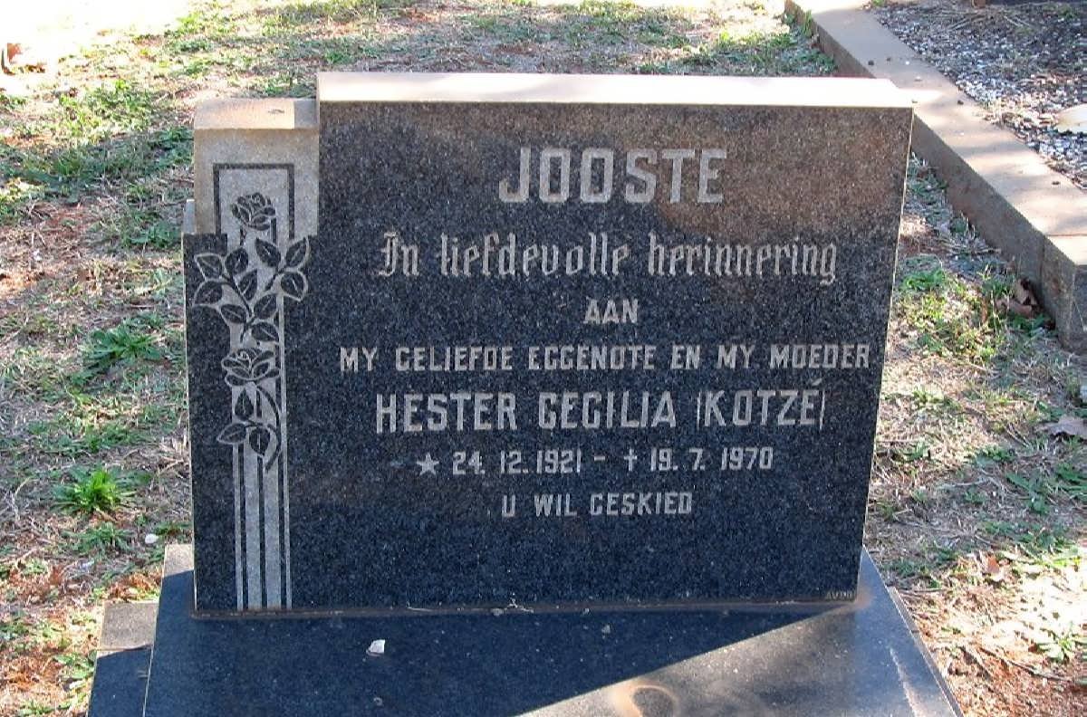 JOOSTE Hester Cecilia nee KOTZé 1921-1970