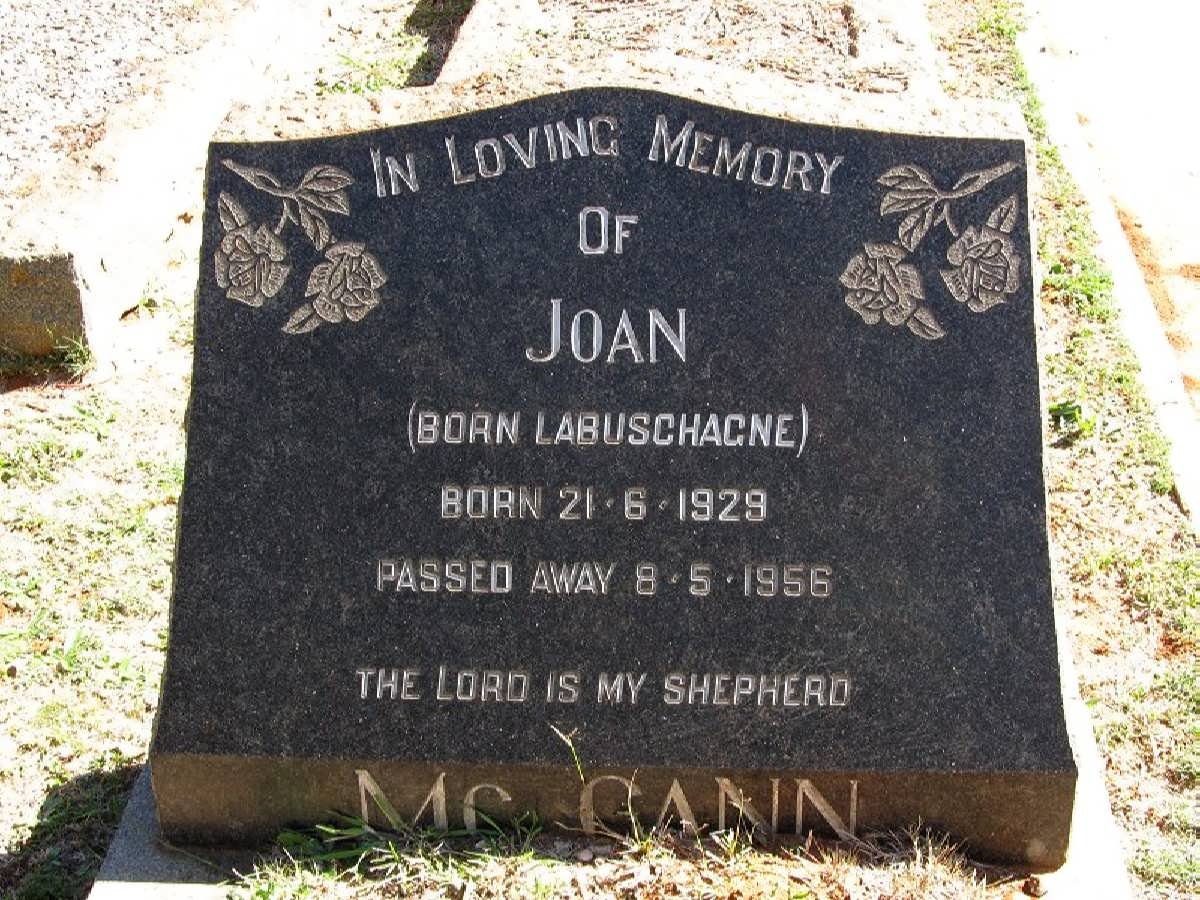 Mc CANN Joan nee LABUSCHAGNE 1929-1956
