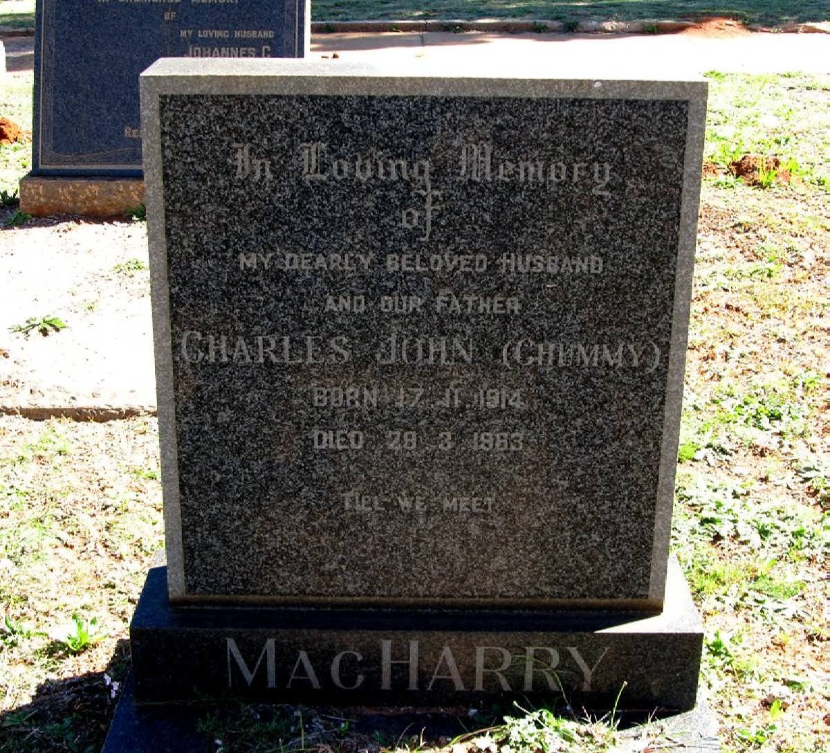 MacHARRY Charles John 1914-1963