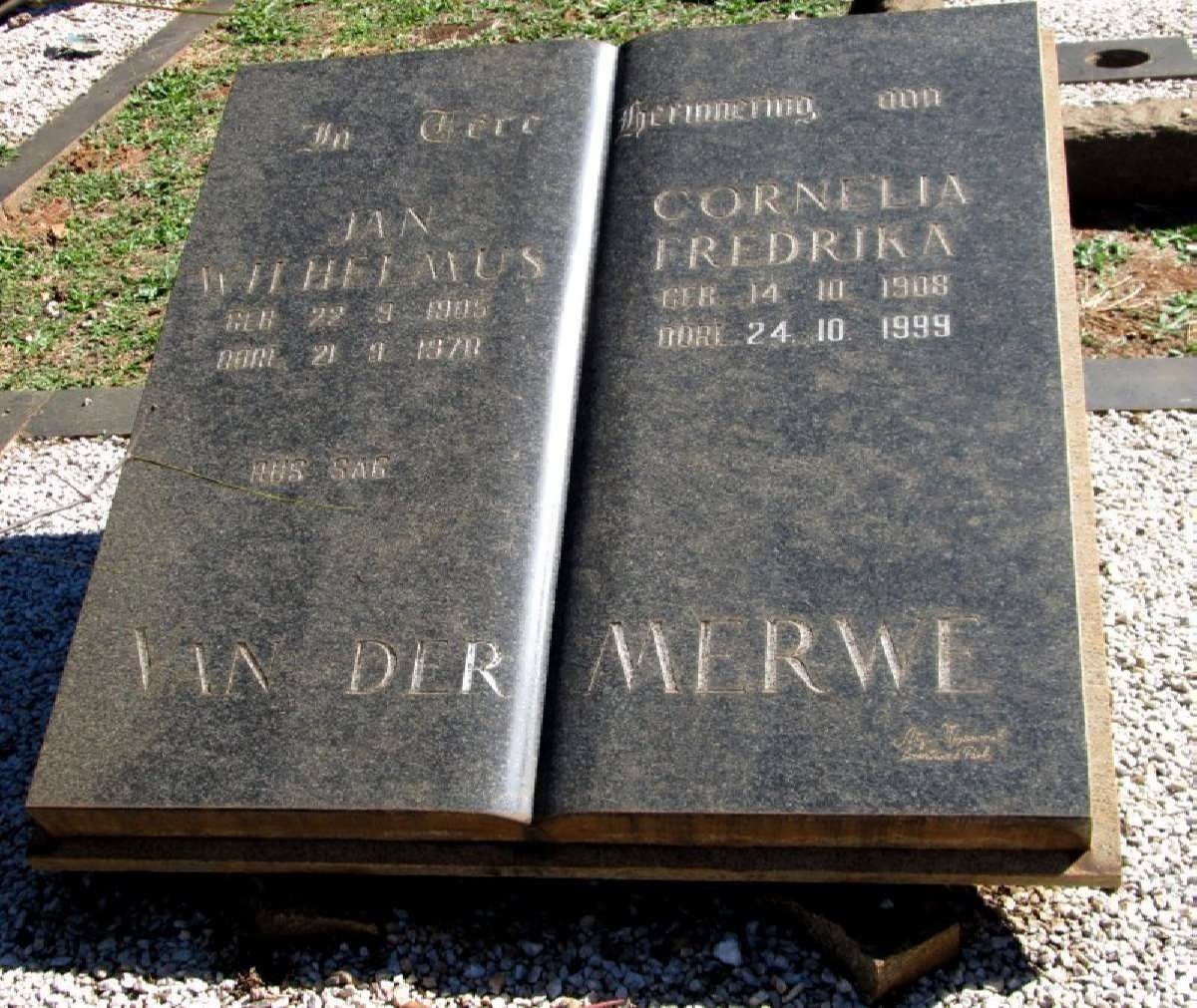 MERWE Jan Wilhelmus, van der 1905-1978 &amp; Cornelia Fredrika 1908-1999