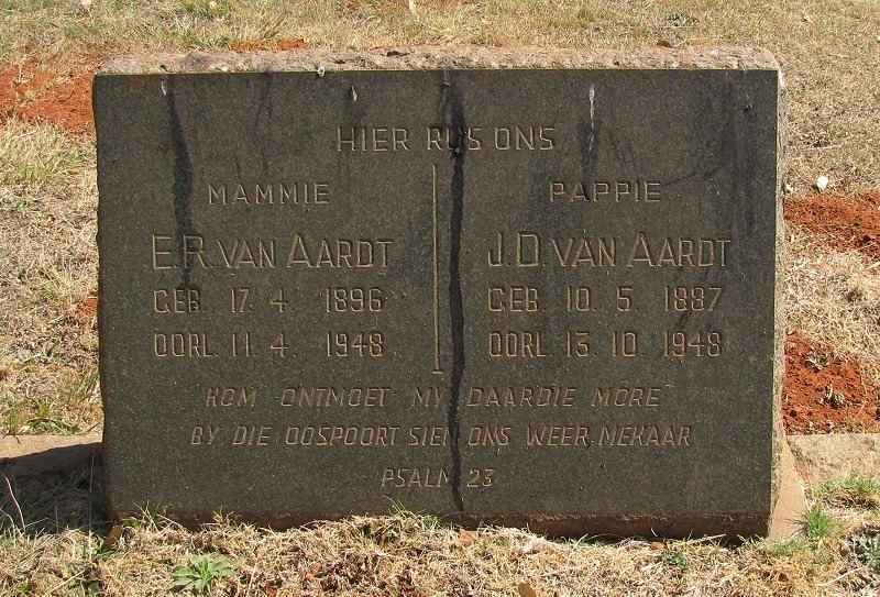 AARDT J.D., van 1887-1948 &amp; E.R. 1896-1948
