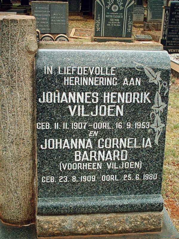 BARNARD Johannes Hendrik 1907-1953 &amp; Johanna Cornelia VILJOEN 1909-1980