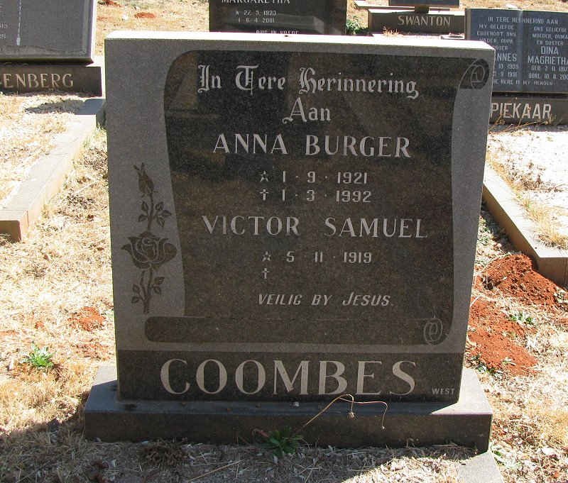 COOMBES Victor Sameul 1919 &amp; Anna Burger 1921-1992