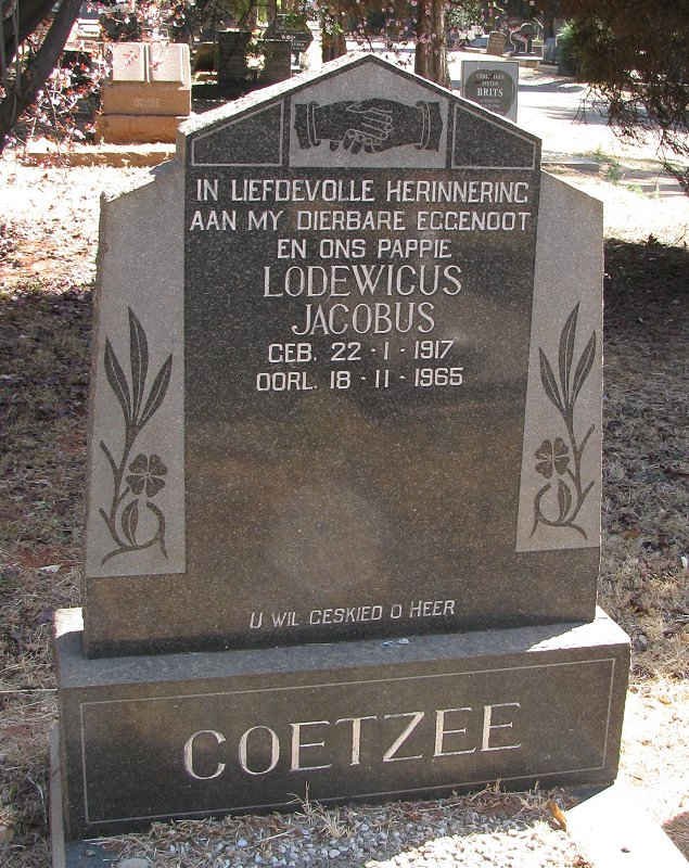 COETZEE Lodewicus Jacobus 1917-1965