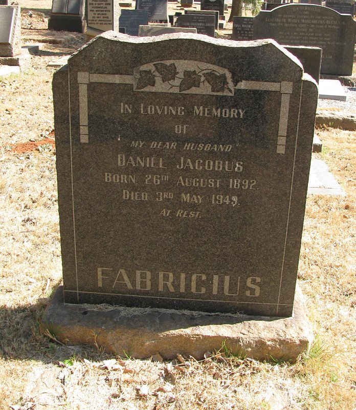 FABRICIUS Daniel Jacobus 1892-1949