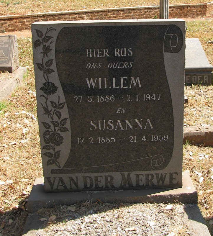 MERWE Willem, van der 1886-1947 &amp; Susanna 1885-1959