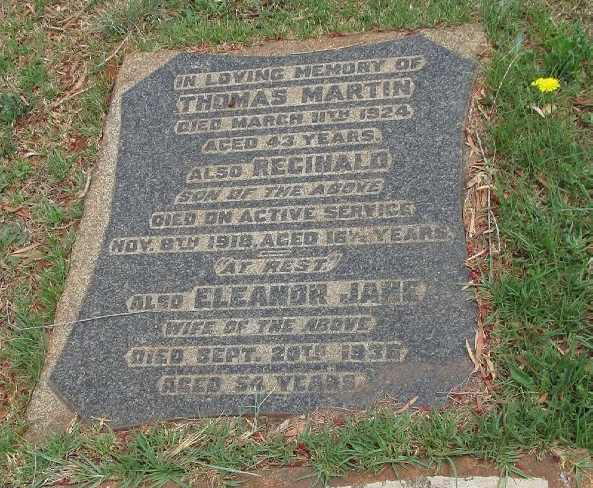 MARTIN Thomas -1924 &amp; Eleanor Jane -1936 :: MARTIN Reginald -1918