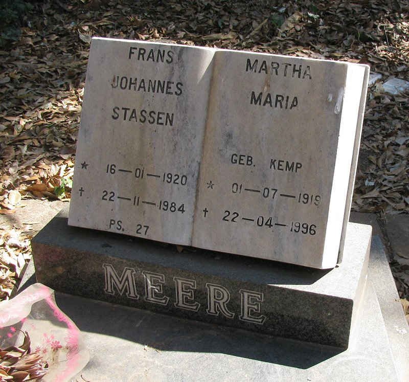 MEERE Frans Johanes Stassen 1920-1984 &amp; Martha Maria KEMP 1919-1996