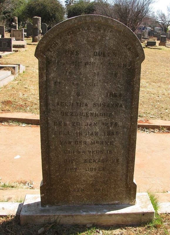 MERWE Frederik Johannes Philippus, van der -1954 &amp; Magretha Susanna BEZUIDENHOUT 1875-1955