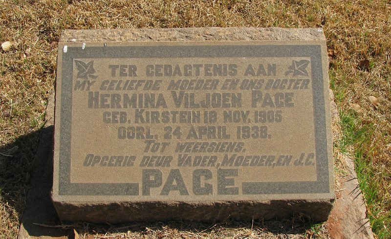 PAGE Hermina Viljoen nee KIRSTEIN 1905-1938