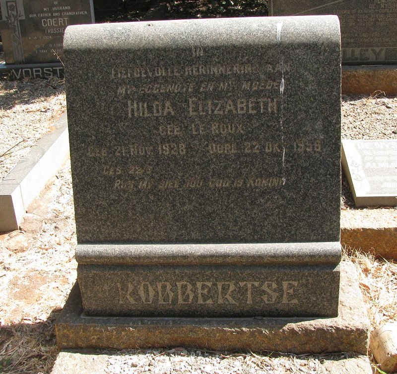 ROBBERTSE Hilda Elizabeth nee LE ROUX 1928-1956