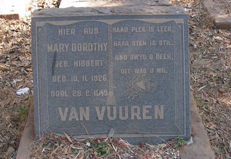 VUUREN Mary Dorothea, van nee HIBBERTS 1926-1949