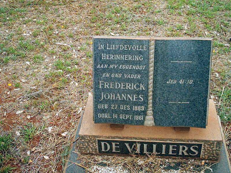 VILLIERS Frederick Johannes, de 1889-1961