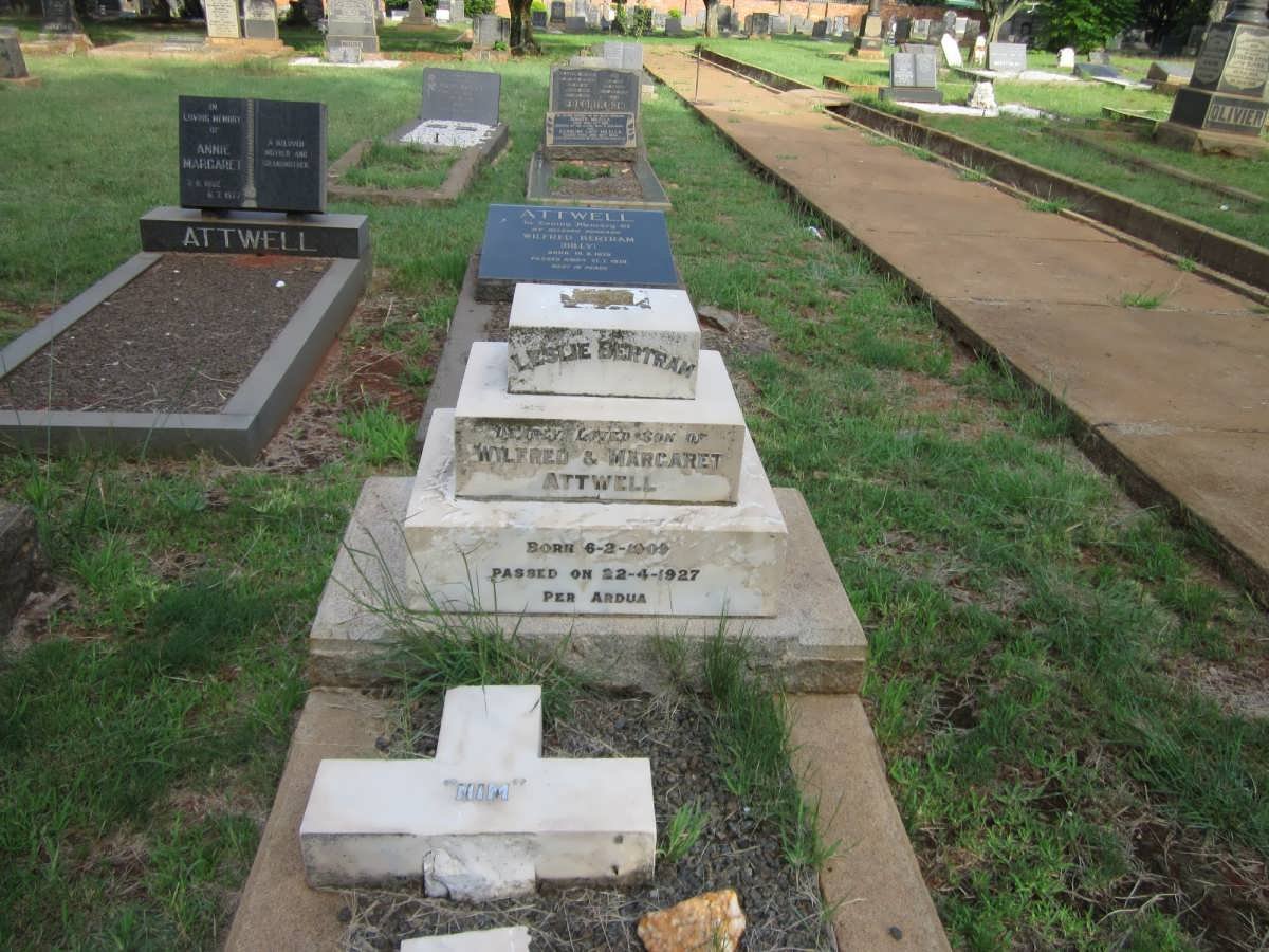 ATTWELL Leslie Bertram 1909-1927