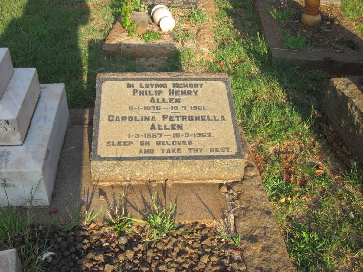 ALLEN Philip Henry 1876-1971 &amp; Carolina Petronella 1887-1962 