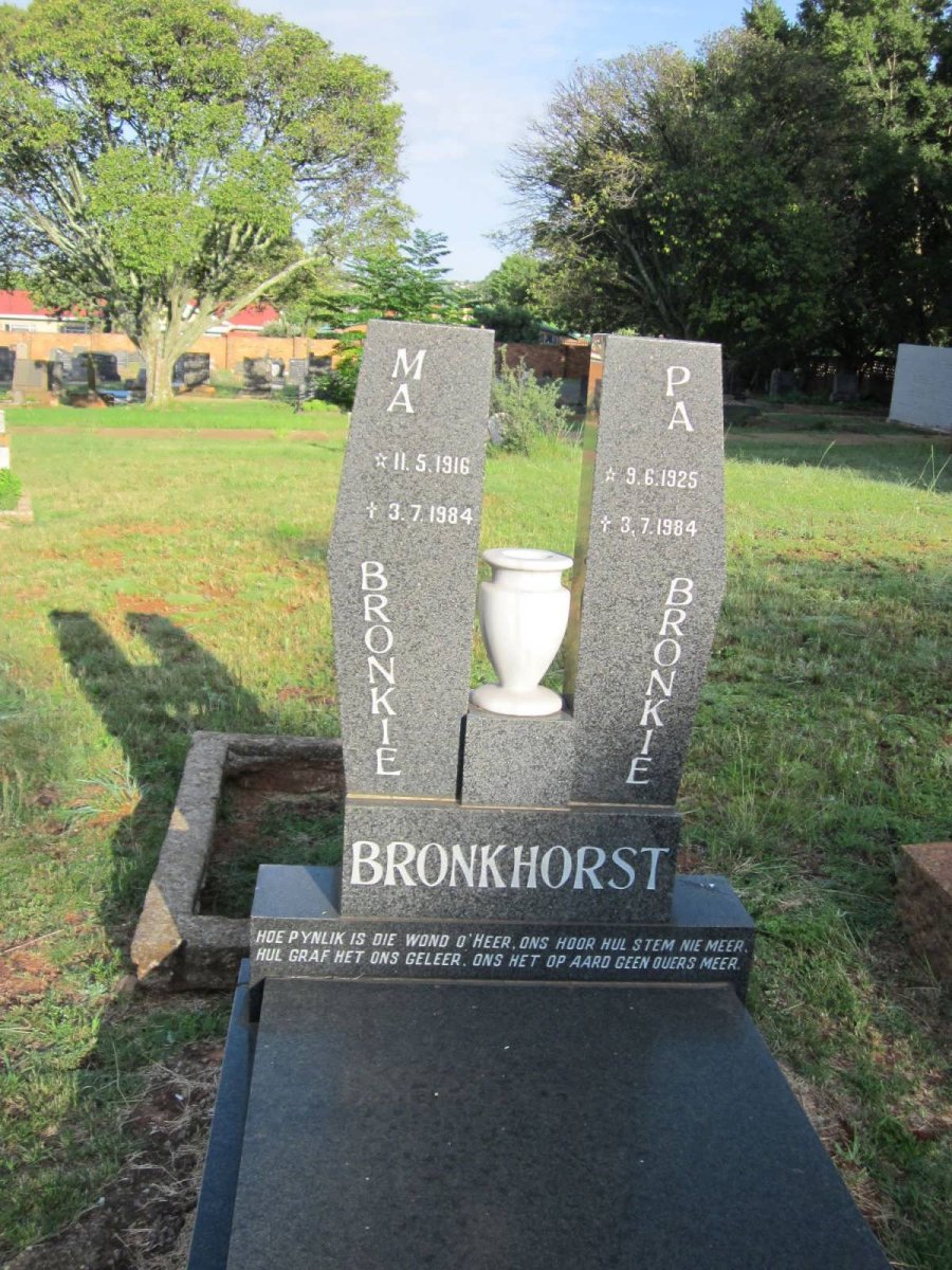 BRONKHORST Bronkie 1925-1984 &amp; Bronkie 1916-1984