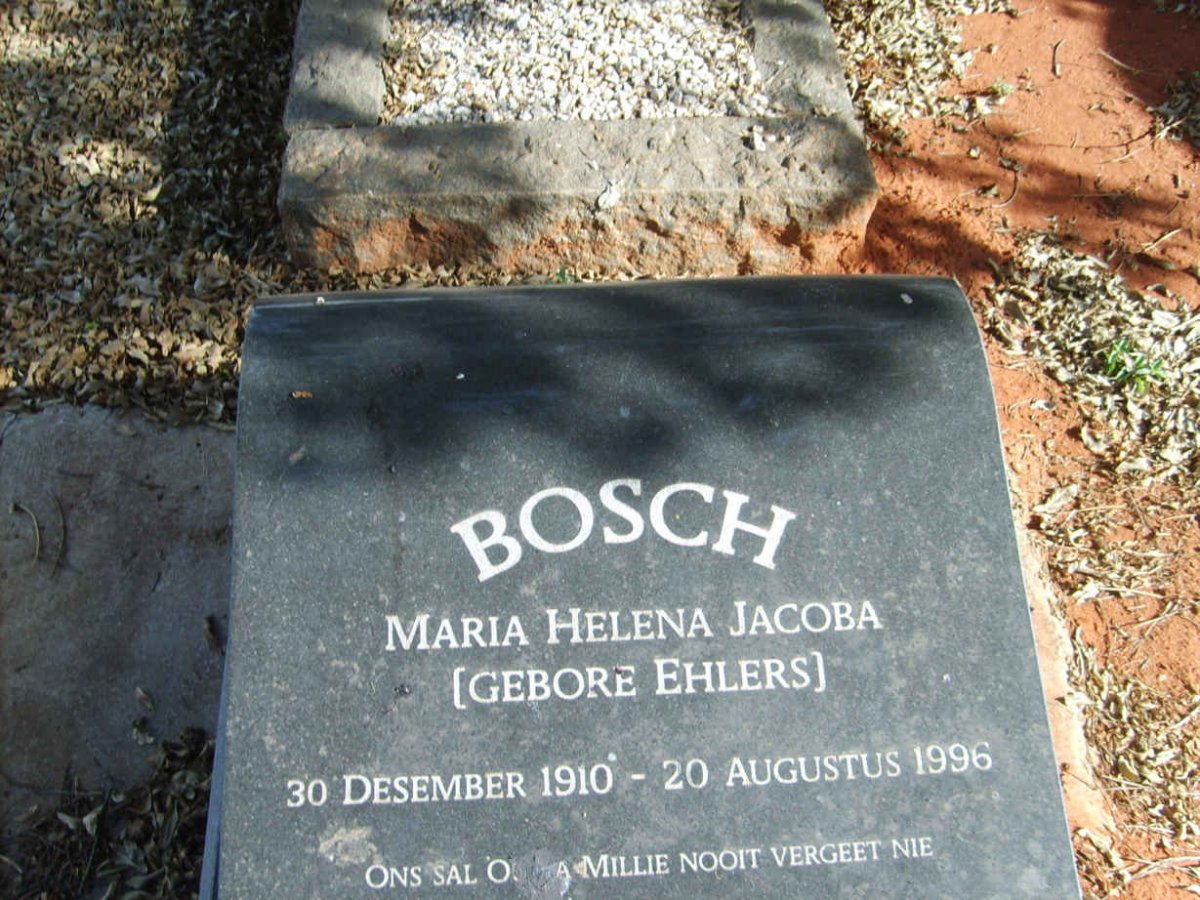 BOSCH Maria Helena Jacoba nee EHLERS 1910-1996