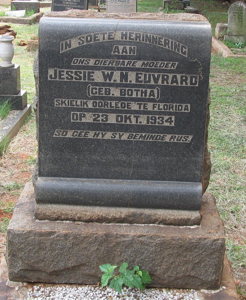 EUVRARD Jessie W.N. nee BOTHA -1934