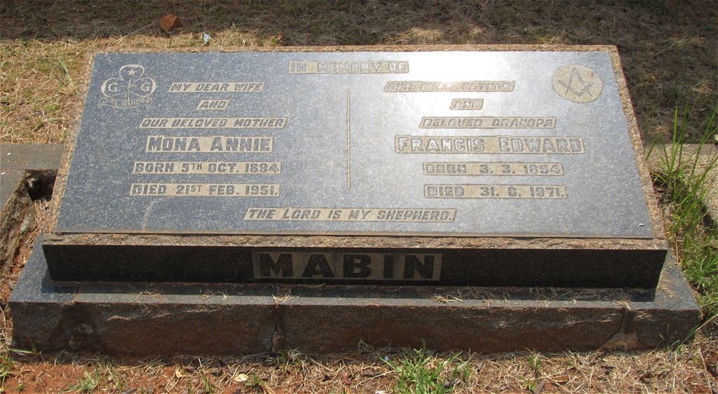 MABIN Francis Edward 1894-1971 &amp; Mona Annie 1894-1951