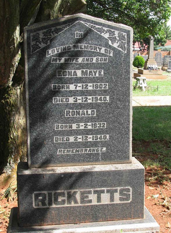 RICKETTS Edna Maye 1902-1940 :: RICKETTS Ronald 1932-1940