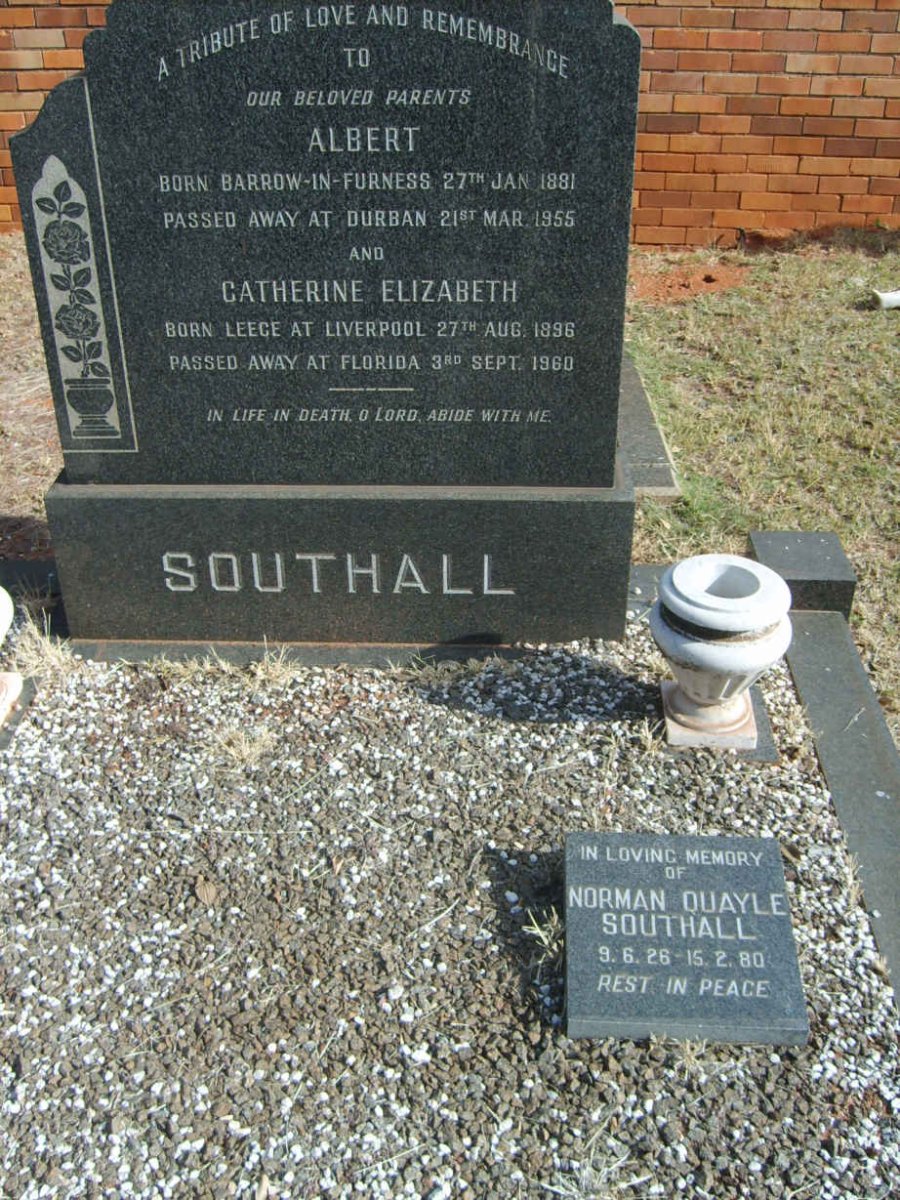 SOUTHALL Albert 1881-1955 &amp; Catherine Elizabeth 1896-1960 :: SOUTHALL Norman Quayle 1926-1980