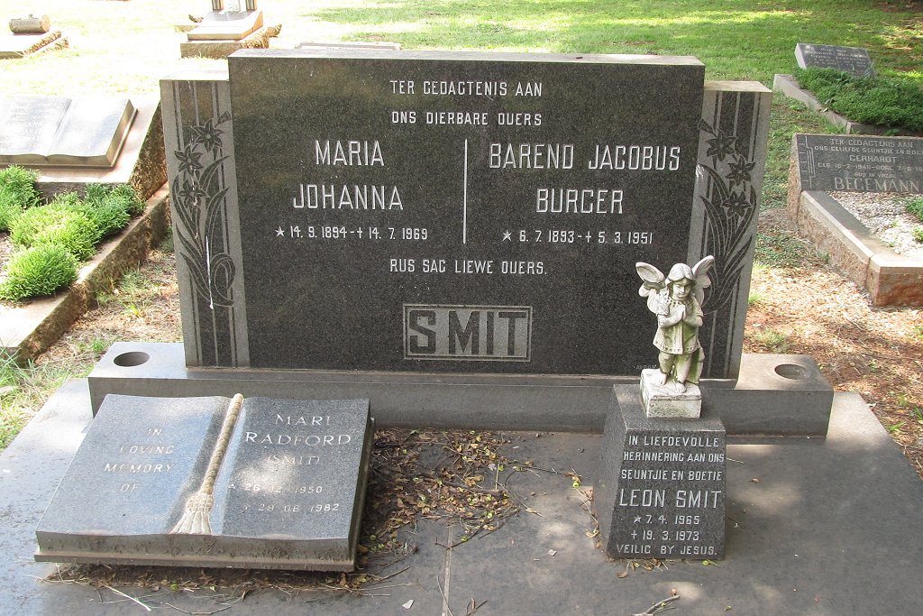 SMIT Barend Jacobus Burger 1893-1951 &amp; Maria Johanna 1894-1969 :: RADFORD Maria nee SMIT 1950-1982 :: SMIT Leon 1965-1973