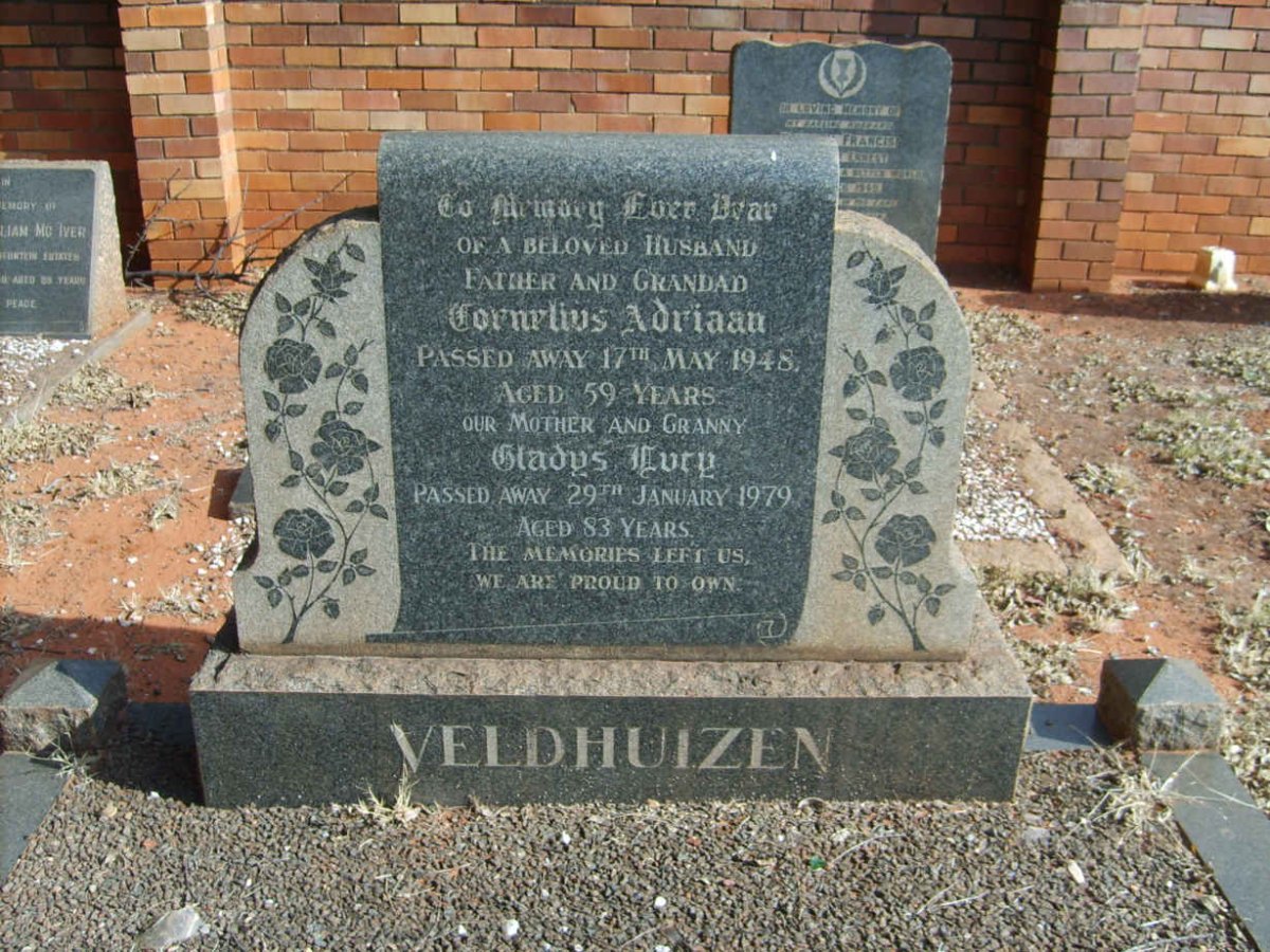 VELDHUIZEN Cornelius Adriaan -1948 &amp; Gladys Lucy -1979