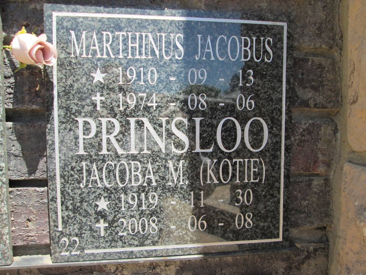 PRINSLOO Marthinus Jacobus 1910-1974 &amp; Jacoba M. 1919-2008