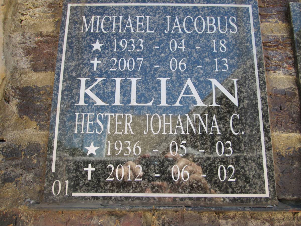 KILIAN Michael Jacobus 1933-2007 &amp; Hester Johanna C. 1936-2012