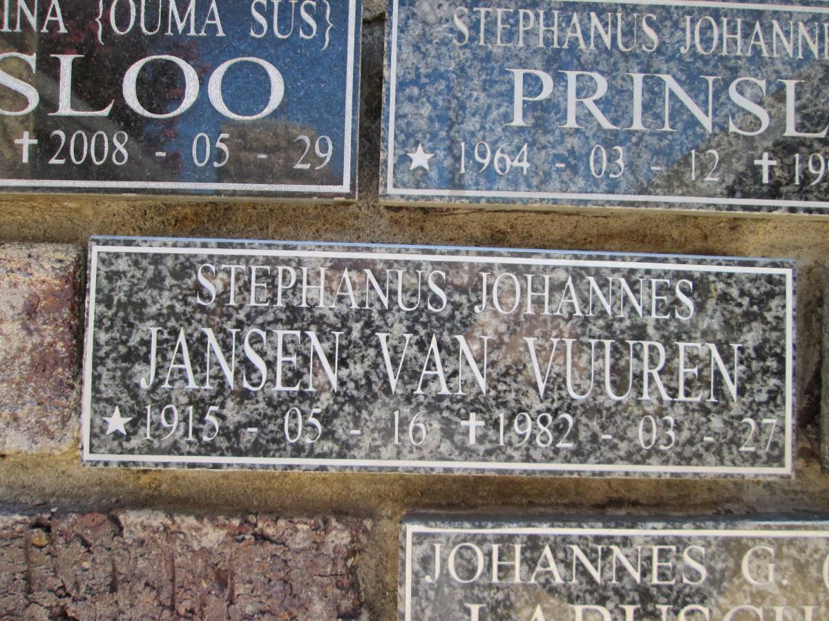 VUUREN Stephanus Johannes, Jansen van 1915-1985