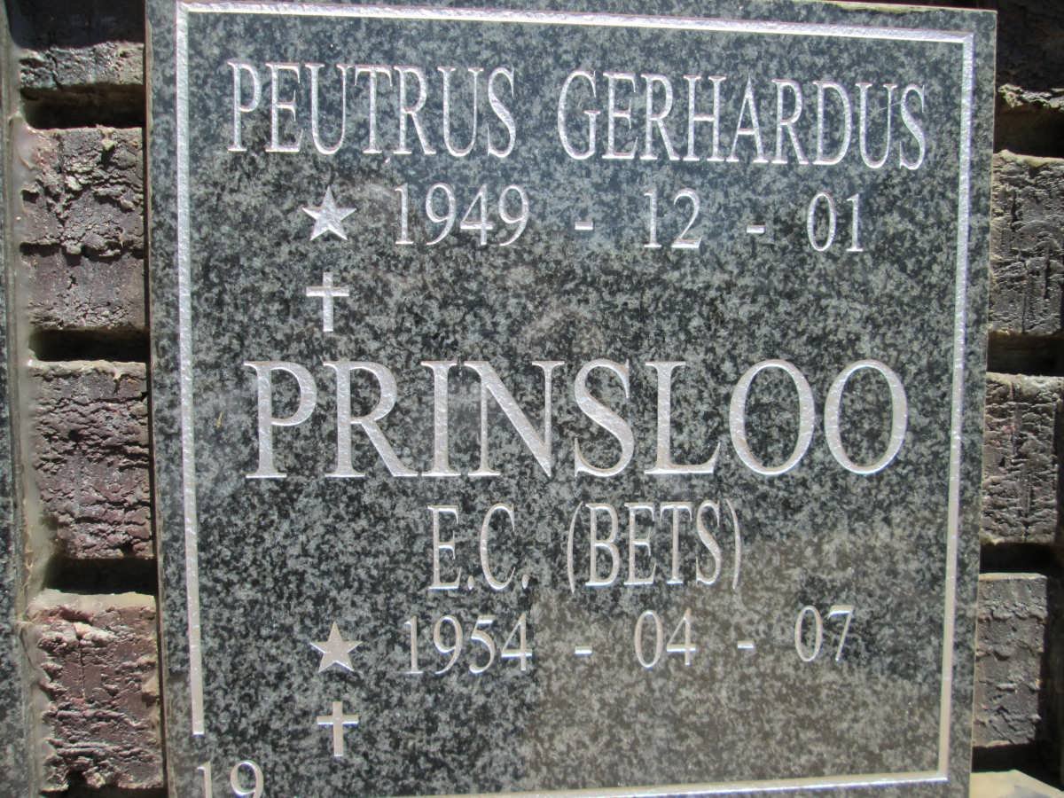 PRINSLOO Peutrus Gerhardus 1949- &amp; E.C. 1954-