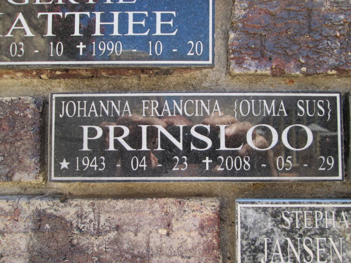 PRINSLOO Johanna Francina 1943-2008