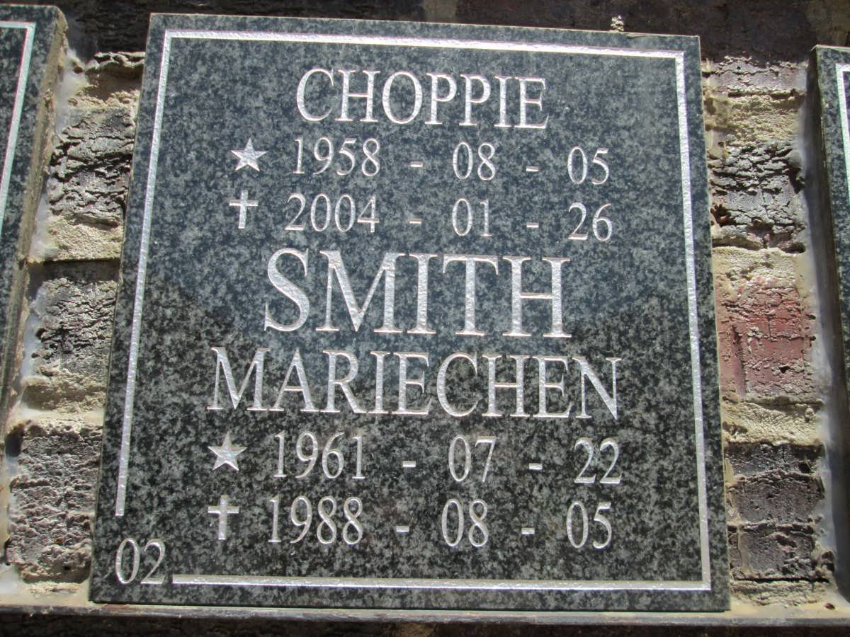 SMITH Choppie 1958-2004 &amp; Mariechen 1961-1988