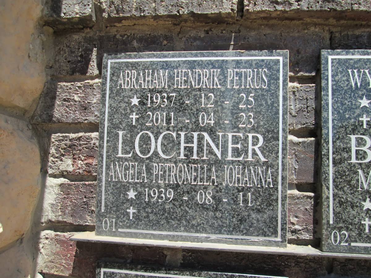 LOCHNER Abraham Hendrik Petrus 1937-2011 &amp; Angela Petronella Johanna 1939-