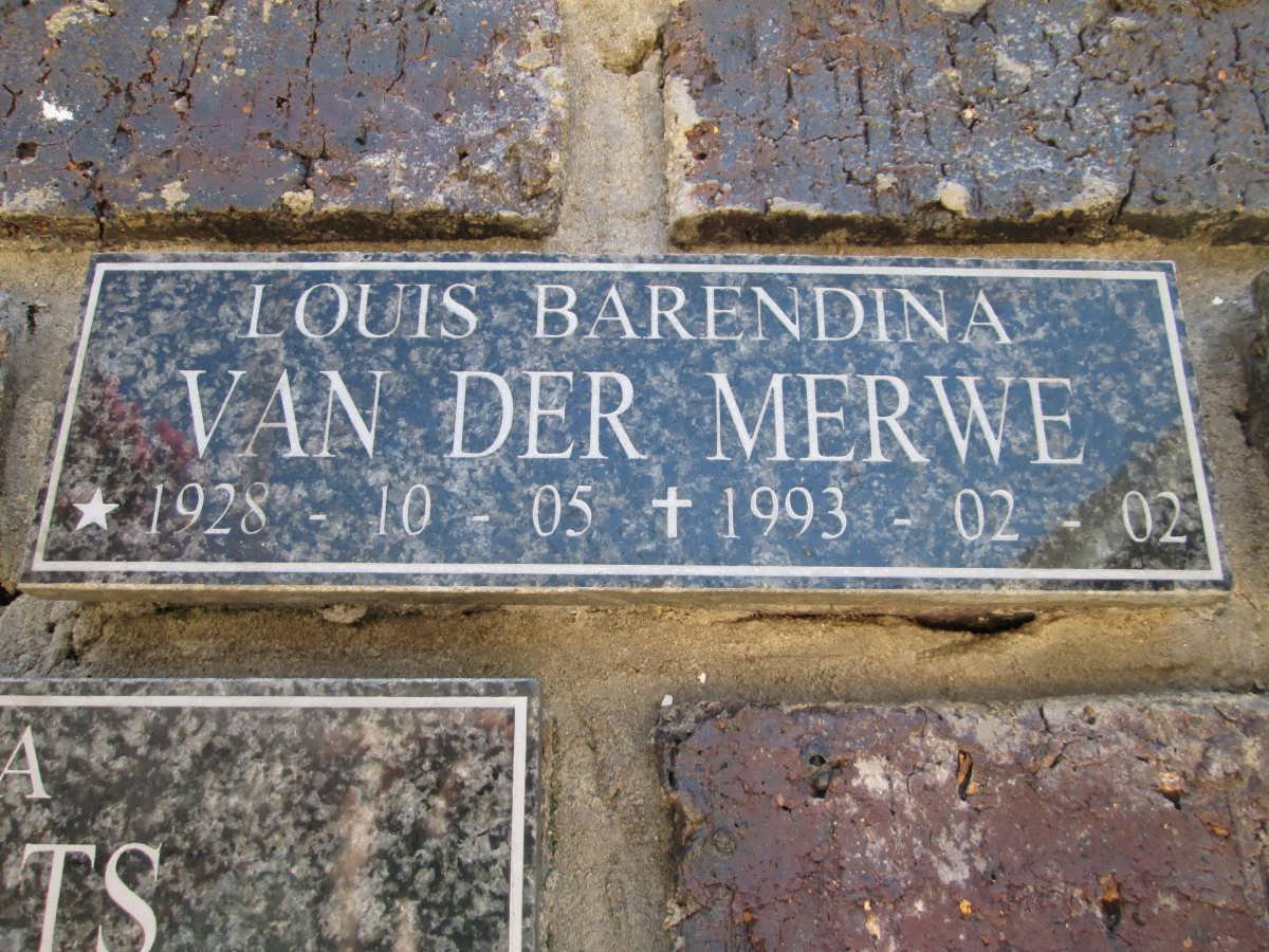 MERWE Louis Barendina, van der 1928-1993