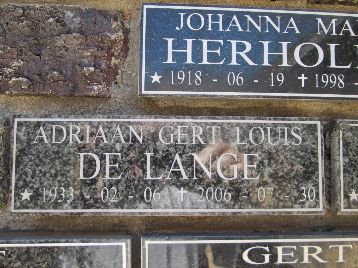 LANGE Adriaan Gert Louis, de 1933-2006