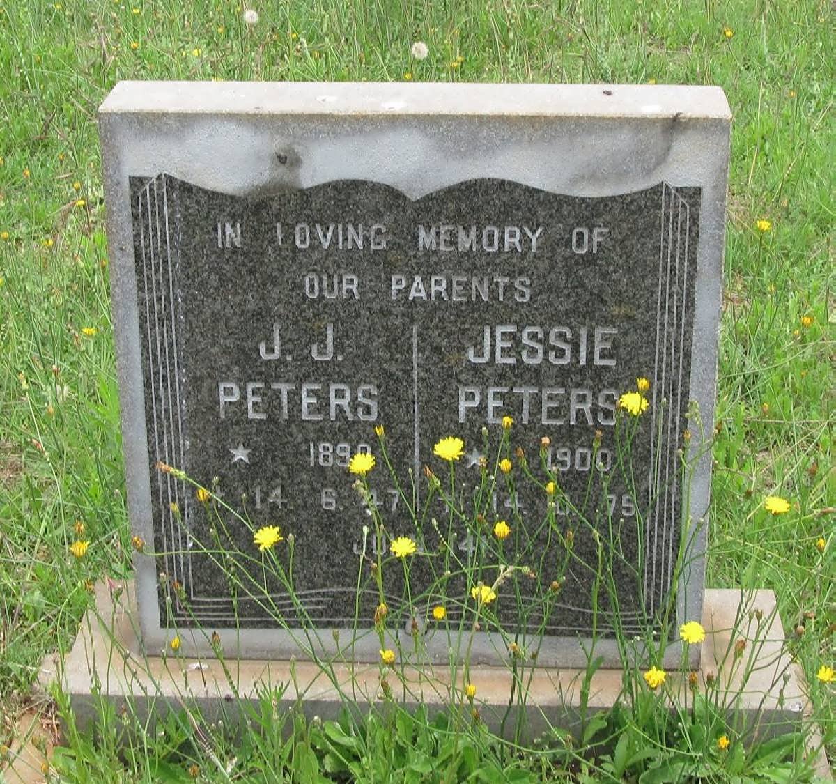 PETERS J.J. 1890-1947 &amp; Jessie 1900-1975