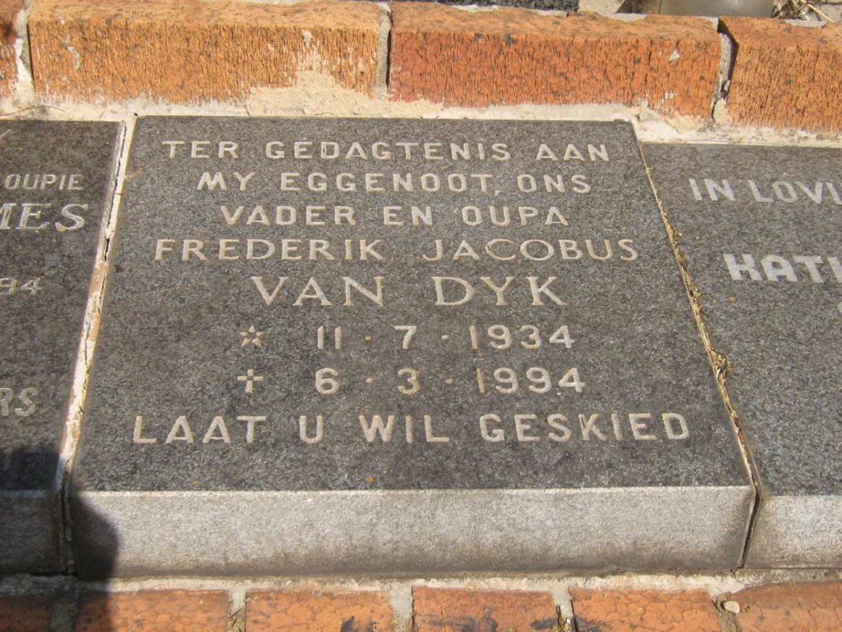 DYK Frederik Jacobus, van 1934-1994