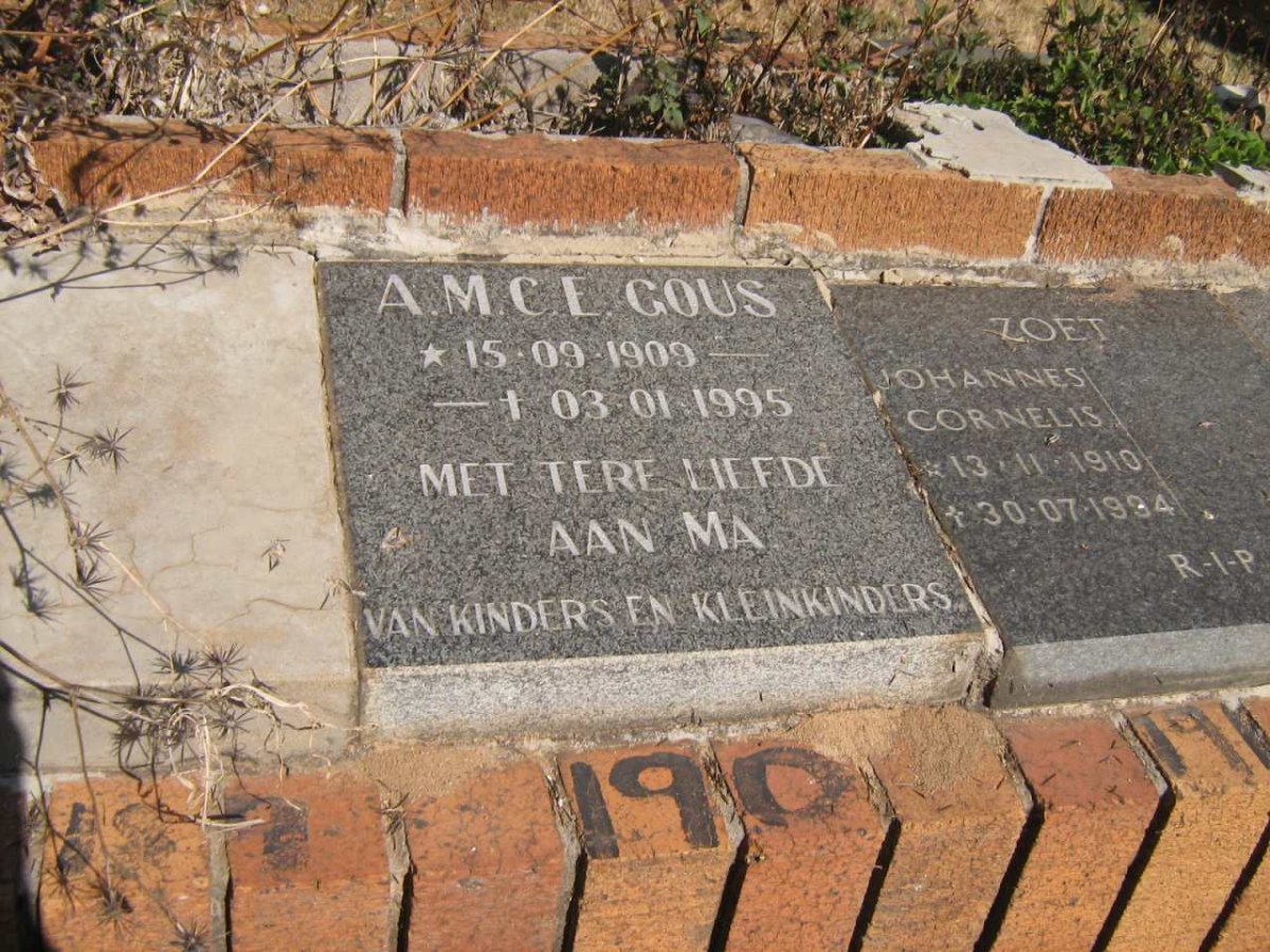 GOUS A.M.C.E. 1909-1995