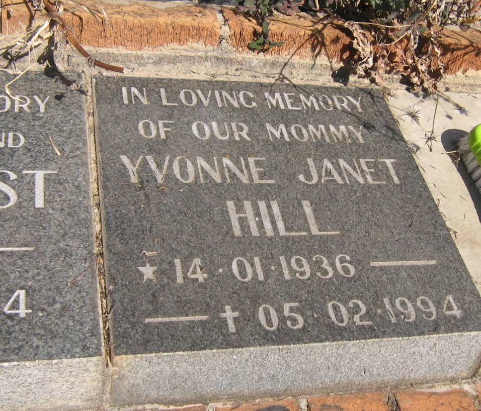 HILL Yvonne Janet 1936-1994