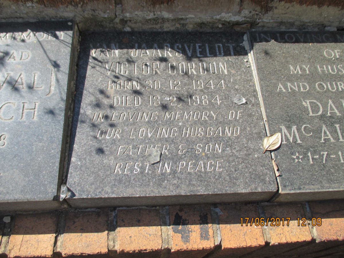 JAARSVELDT Victor Gordon, van 1944-1984