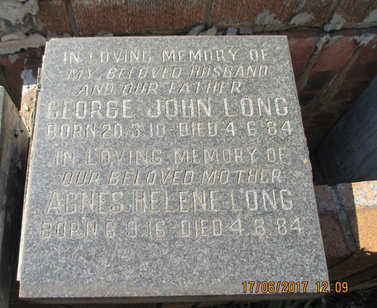 LONG George John 1910-1984 &amp; Agnes Helene 1916-1984