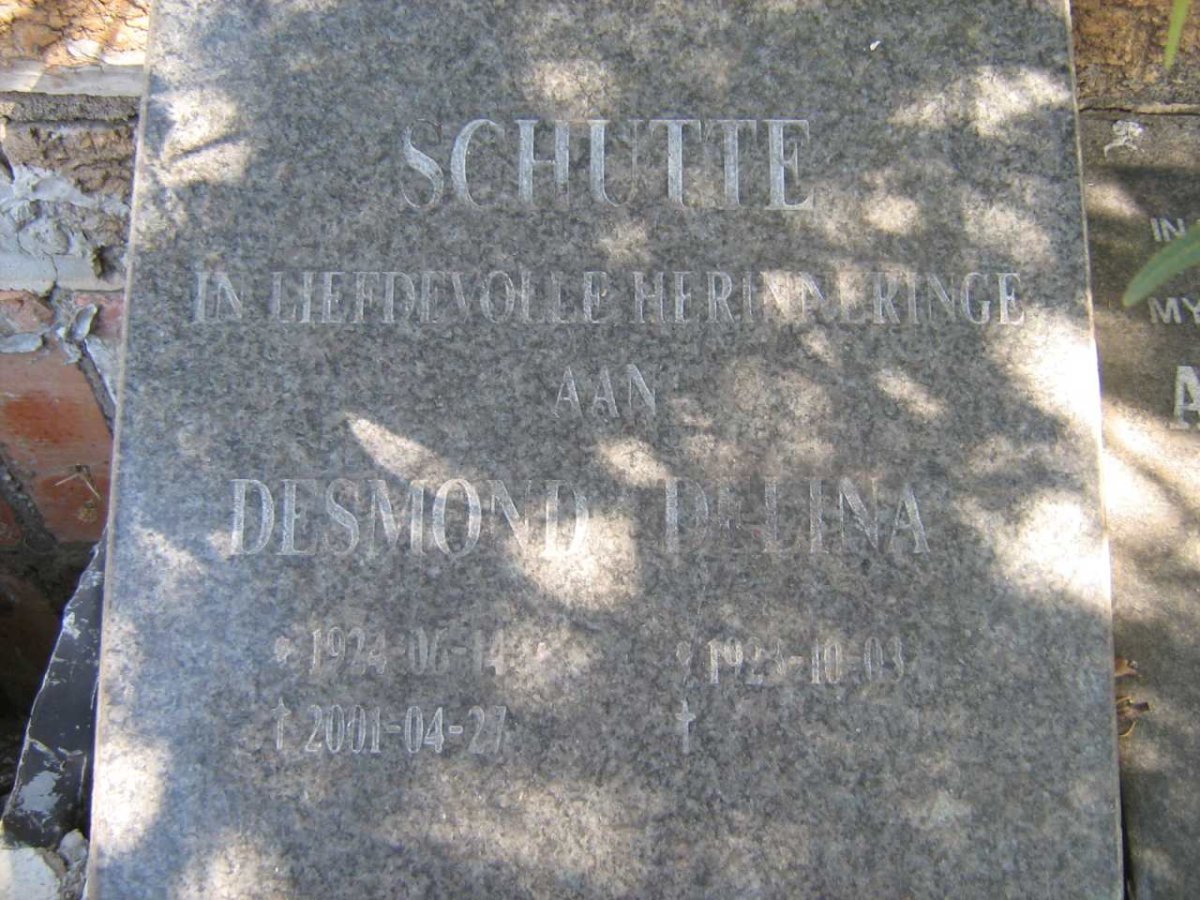 SCHUTTE Desmond 1924-2001 &amp; Delina 1923-